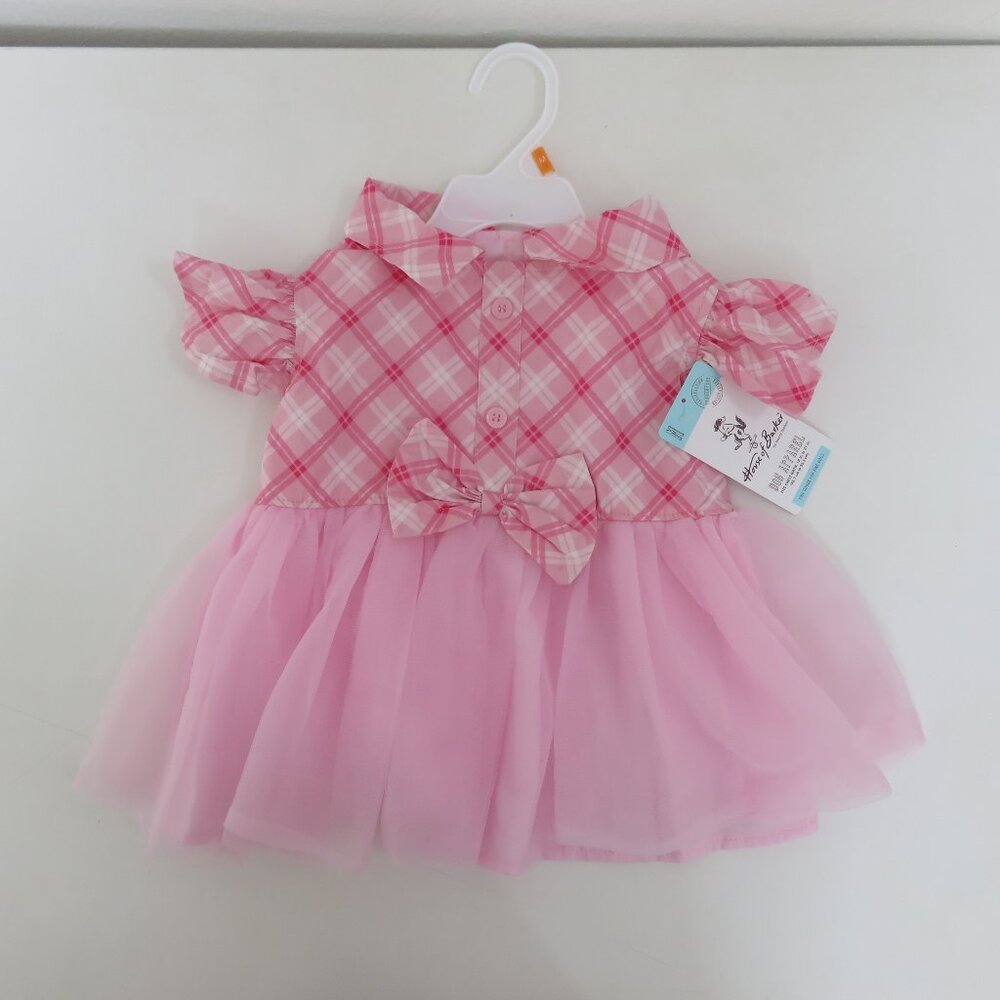 (#104) House of Barker Pink Plaid Bow Ruffles Dog‎ Pet Cat Size M Dress